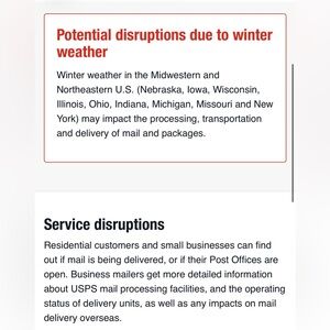 ‼️ Grace & Mercy: USPS Winter Weather Service Disruptions Notice